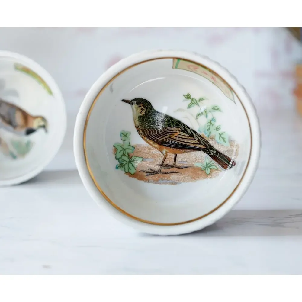 VTG Louis Lourioux France Bird Ramekins Set of 2 Cottage Farmhouse Bakeware Bowl